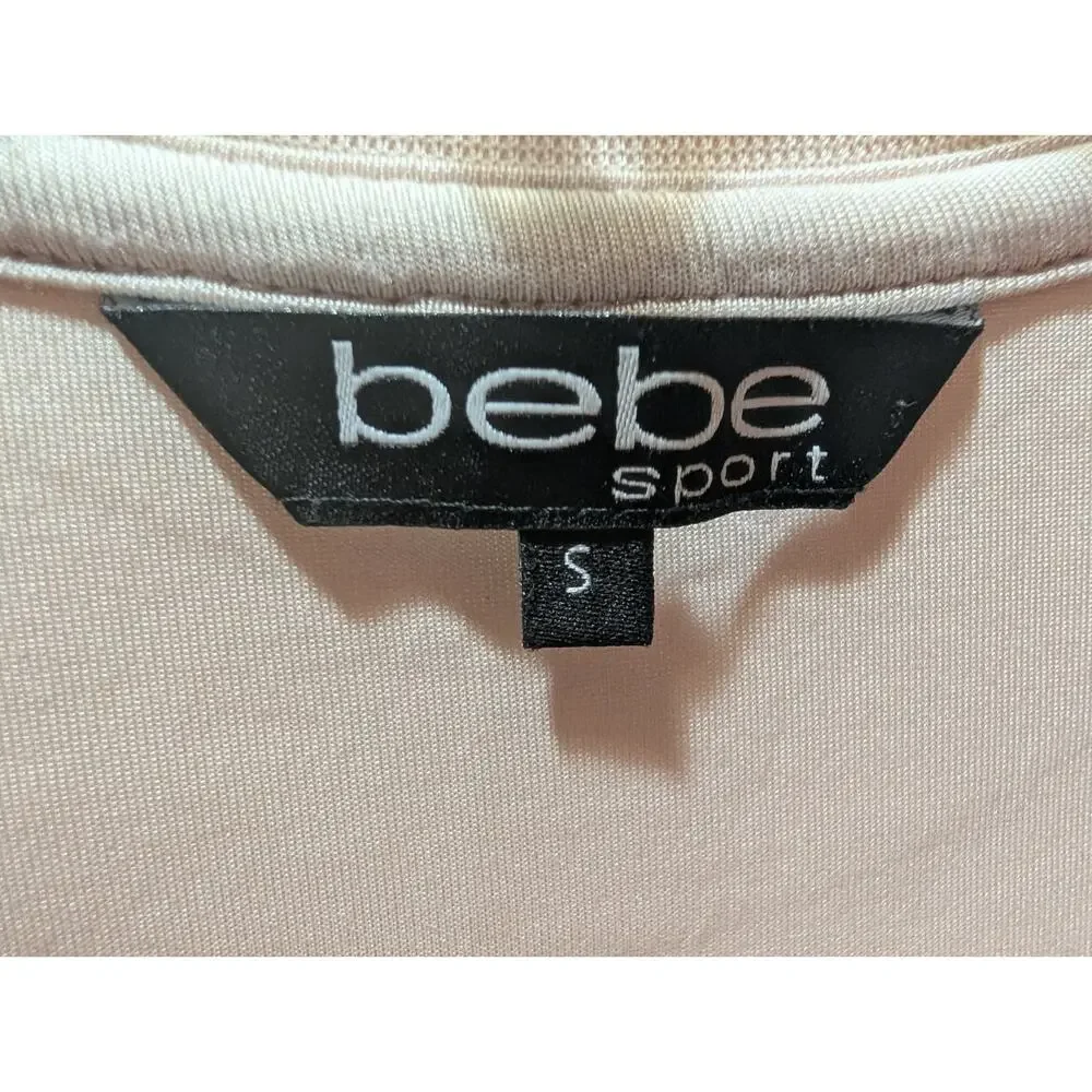 BEBE Sport SCUBA Long Sleeved Pink Sweatshirt Sweater Embossed Logo Size S